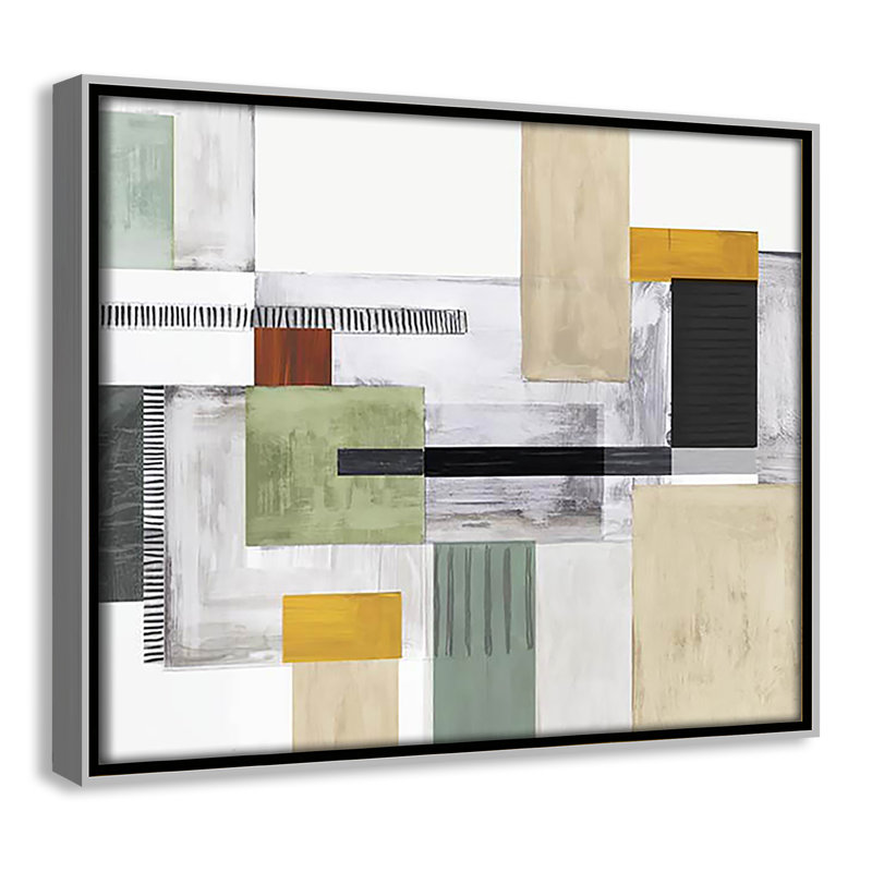 «Playful Blocks» par Tom Reeves, Pas de tapis, Encadrement argenté, H 9,5 po x l 11,5 po x P 2 po