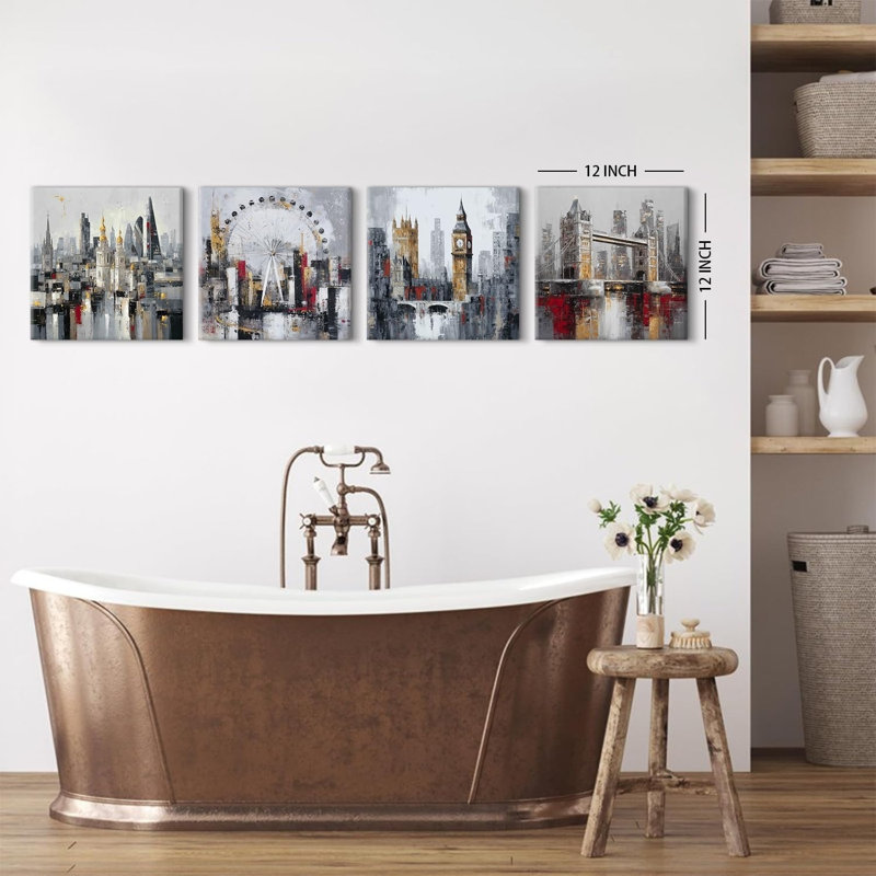 4 Piece No Frame Print on Canvas