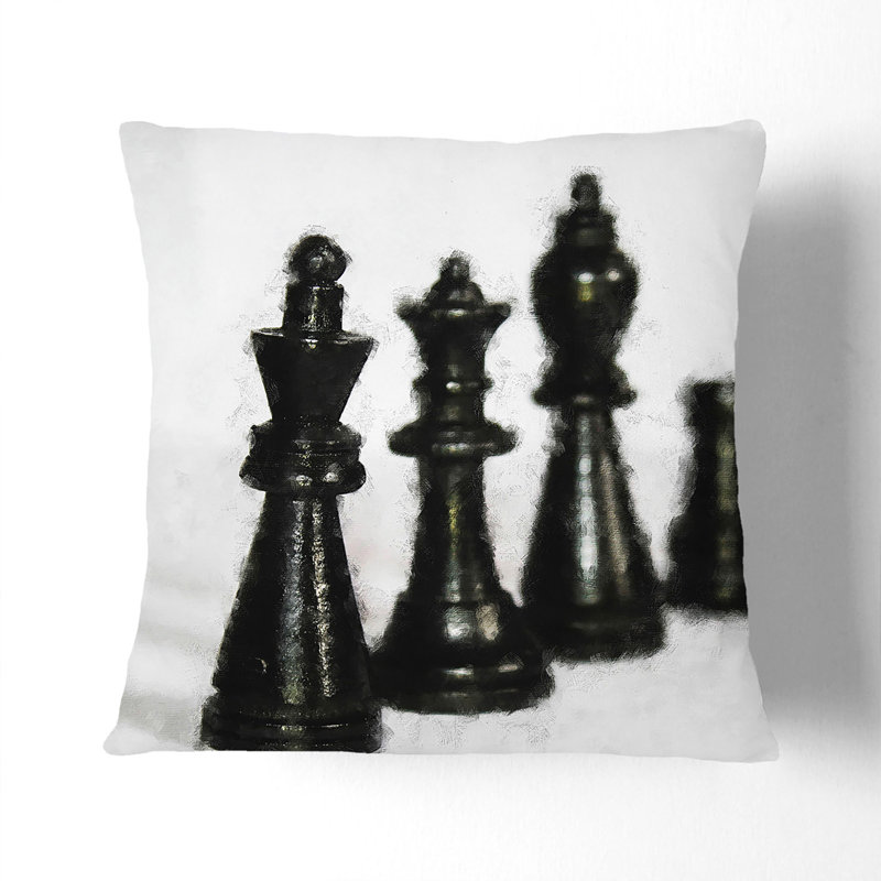 Chess Pieces Vol.1 Painting Square Throw Cushion, 55cm H x 55cm W x 20cm D, White
