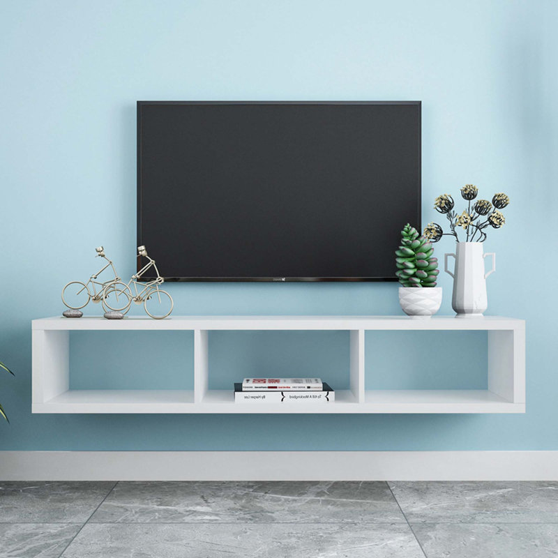 Console flottante Shallow, 60 po, noyer, Blanc