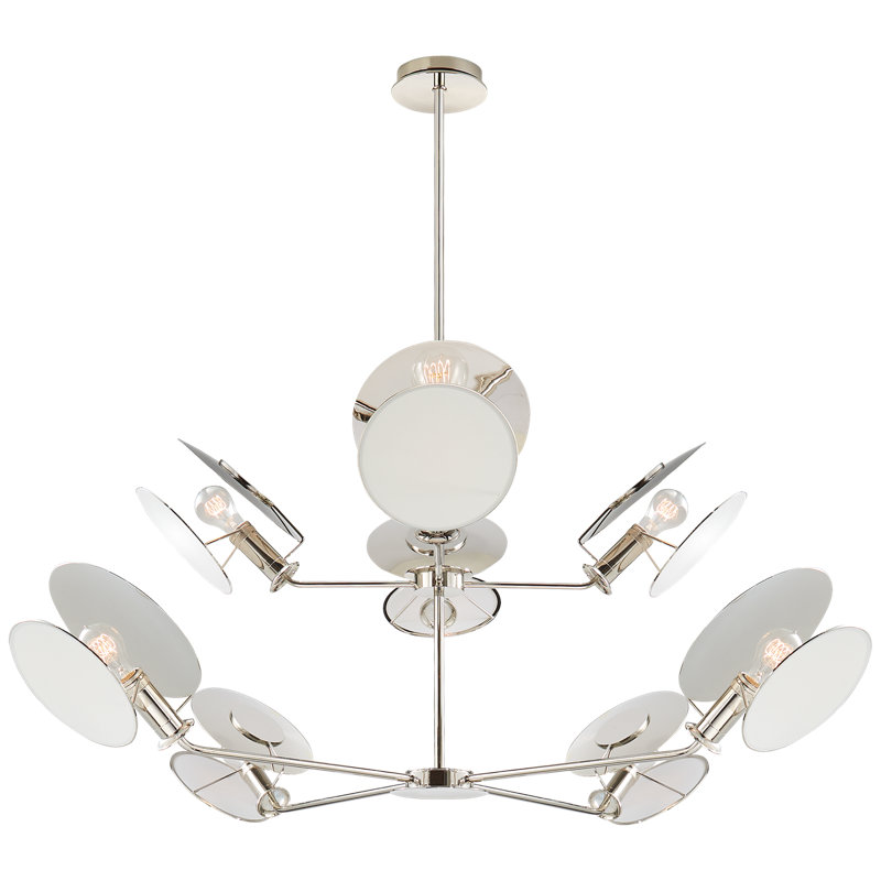 Thomas O'Brien Osiris Large Reflector Chandelier, Polished Nickel, 21.5" H x 54" W x 54" D