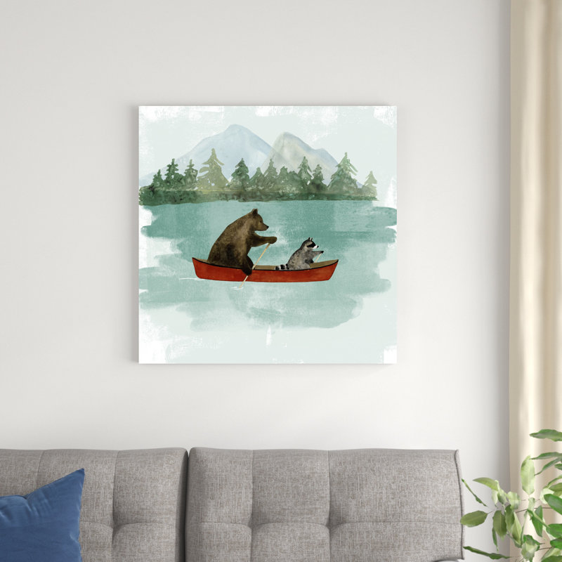 Bear Lake I par Victoria Barnes - peinture sur toile tendue, H 30 po x l 30 po, Impression encadrée avec passe-partout, Blanc