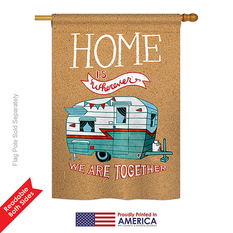 La maison est l’endroit où les centres d’intérêt en polyester de 2 côtés 40 x 28 po sont les centres d’intérêt de camper. drapeau maison
