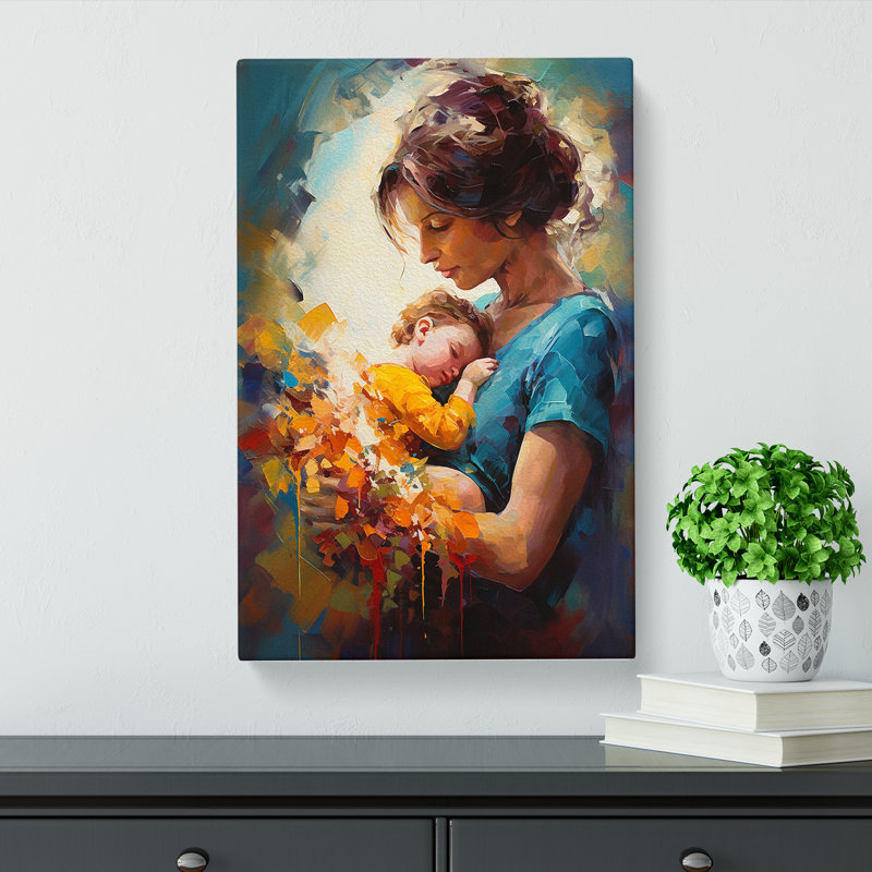 Mother And Baby Expressionism - Wrapped Canvas, 50cm H x 35cm W x 3cm D