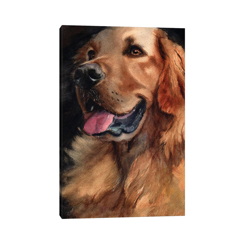 «Golden Retriever Joy» par Rachel Parker - reproduction d'art, Aucun mat, Toile tendue, H 18 po x l 12 po x 1,5 po