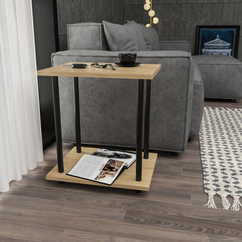 End Table, Black, Oak