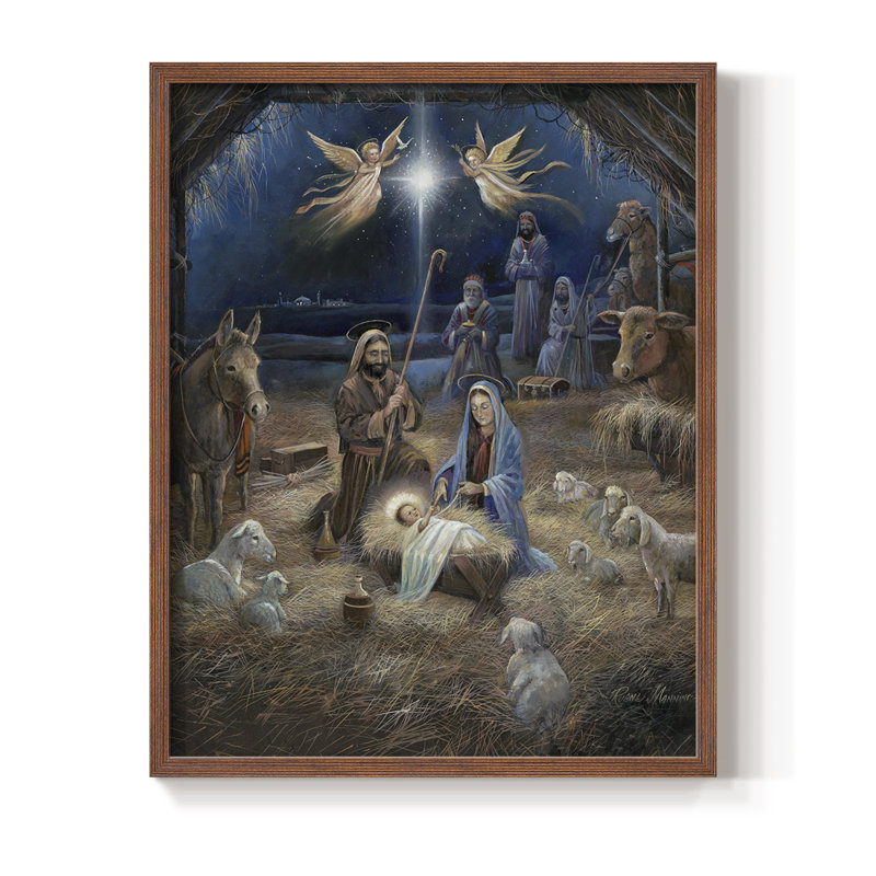 «Silent Night», reproduction encadrée - bois massif, H 28 po x l 22 po, Brun