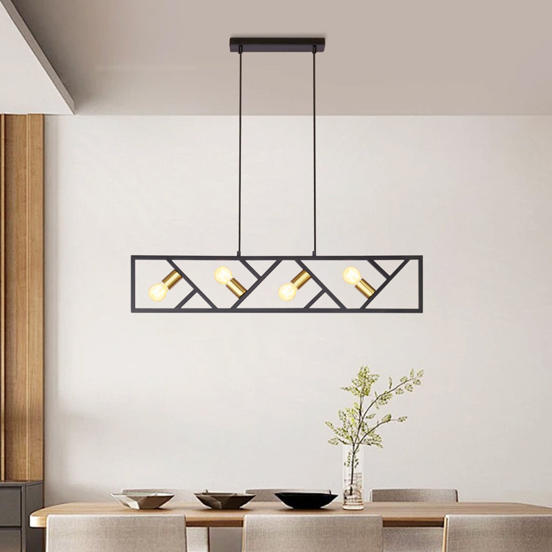 4 - Light Matte Black Square/Rectangle Pendant