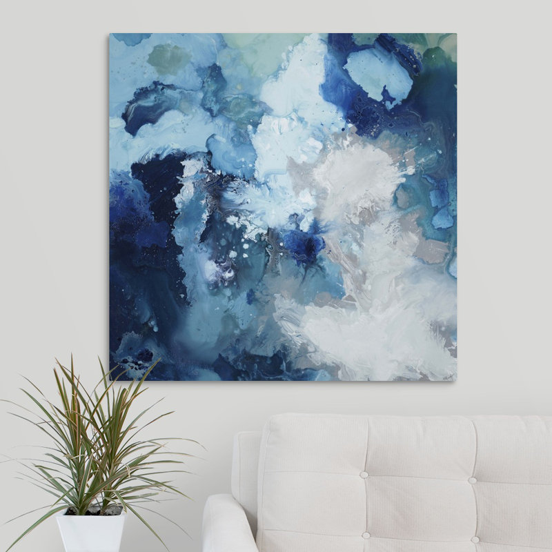 Silvio " Blu Flo ", 30" H x 30" W, Wrapped Canvas, No Frame