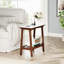 Table d'appoint rétro en ardoise rétro brun rougeâtre avec tablette de rangement, petite table de bout pour le salon, petite maison de ferme, table de chevet