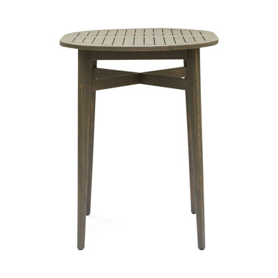 Rustic Wood Outdoor Bar Table - For Extra Robustness Slat Top Transform Your Entertainment Area