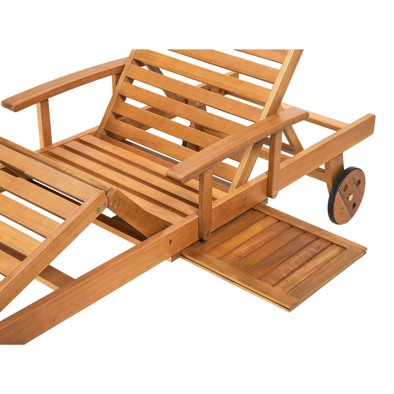 Brodbeck Reclining Sun Lounger with Cushion, Light Wood