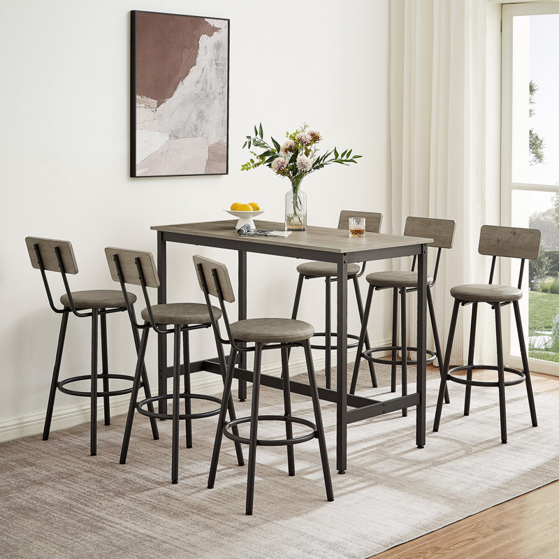 Ensemble 7 pièces de table de salle à manger Kolyn, Gris