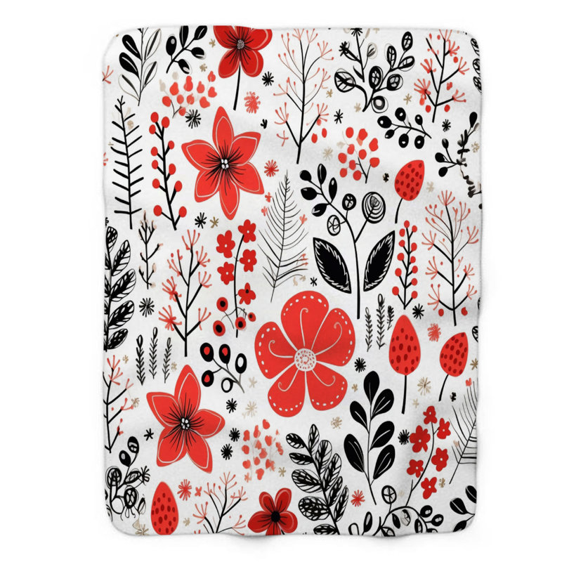 Scandinavian Bloom - 1 pièce Sherpa Premium, Lit simple