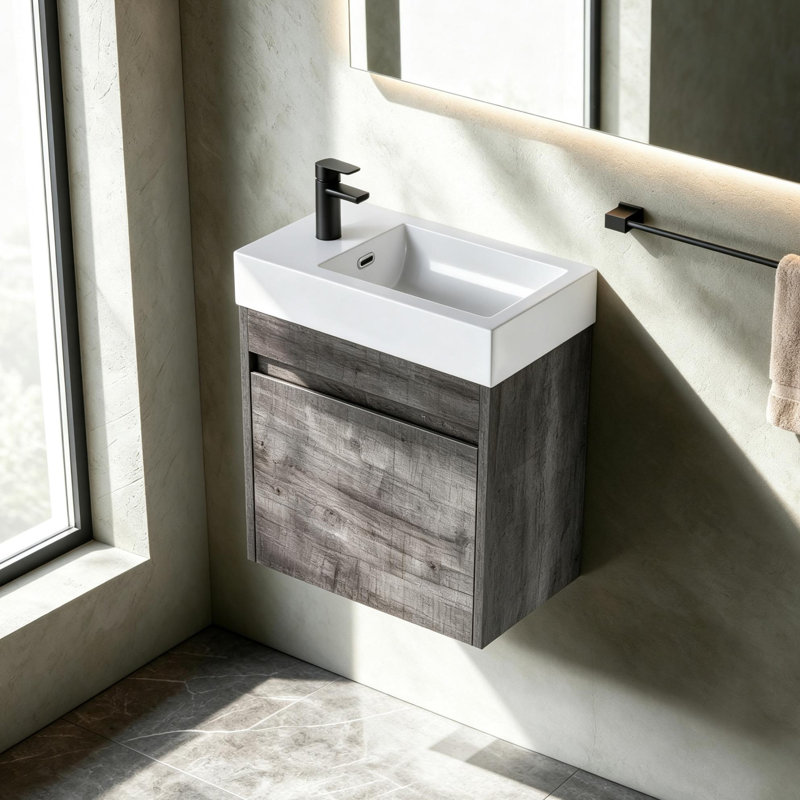 Meuble-lavabo flottant 18 po Aero (assemblé), Grey