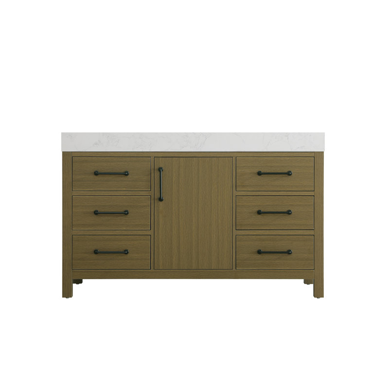 Meuble-lavabo simple 54 po_Traditional_VF60654, Brun châtaigne