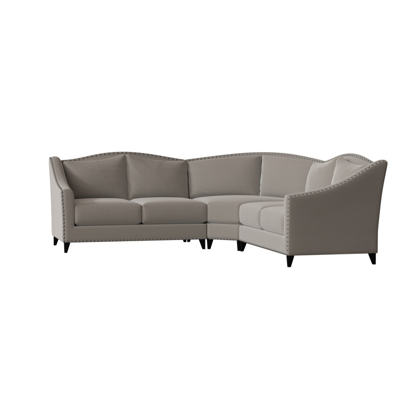 Carolina Upholstered L-Shaped Sectional Symmetrical, Bella Dove Performance Velvet, Graphite, Black