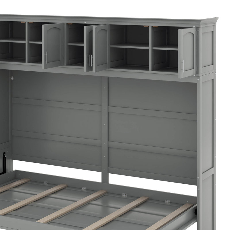 Grand lit escamotable avec armoires, Gris