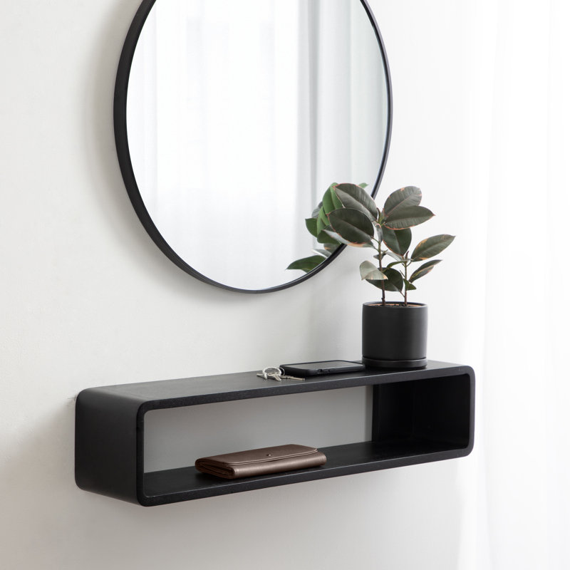 Console flottante en bois de manguier Deguara, Noyer brun