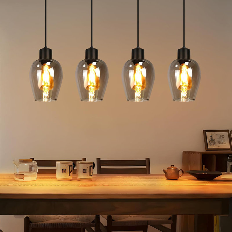 - Light Stainless Steel Pendant, 120cm H x 70cm W x 14.5cm D, 4 Lights