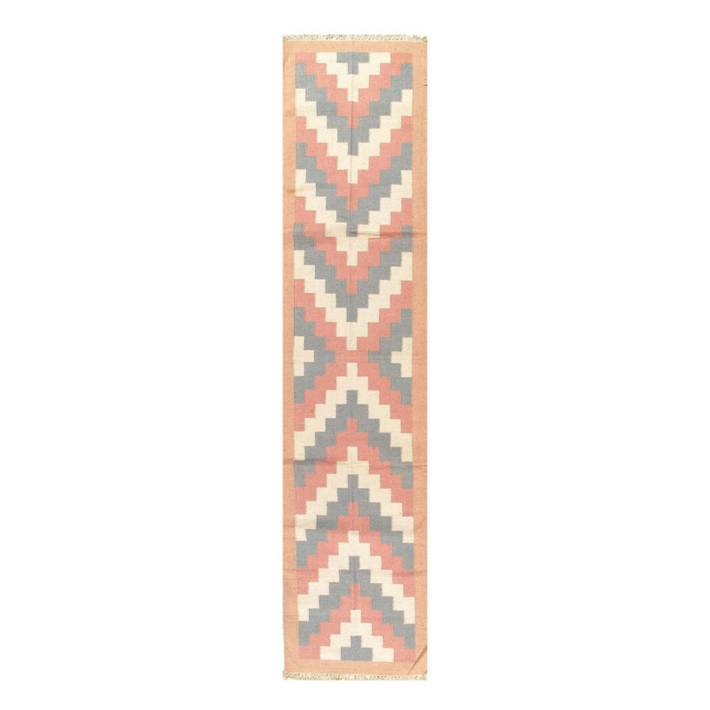 Cotton Geometric Area Rug in Beige