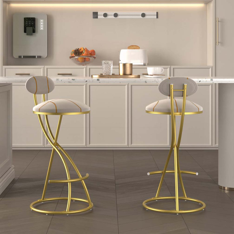 Upholstered Bar Stools, Gold