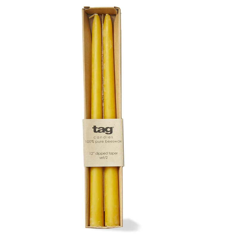 Beeswax 12" Dipped Tapers S/2