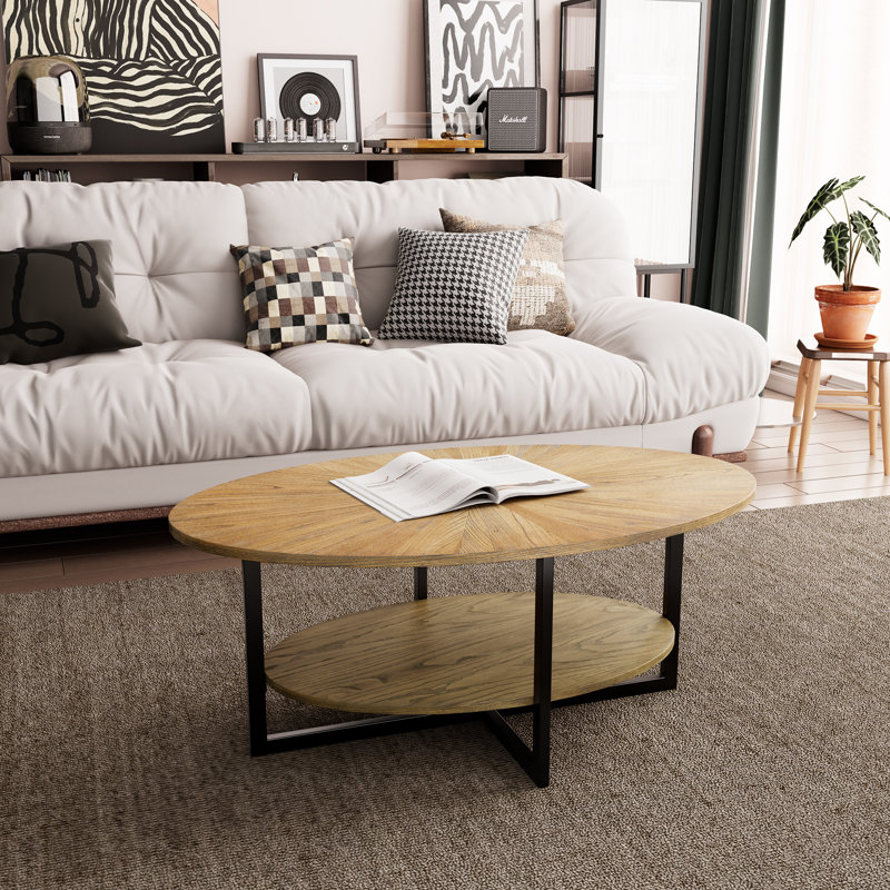 Agora Solid Coffee Table with Storage, Natural