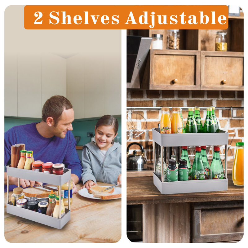 4-Tier Slim Storage Cart Mobile Shelving Unit Rolling Cart with Handle, Grey