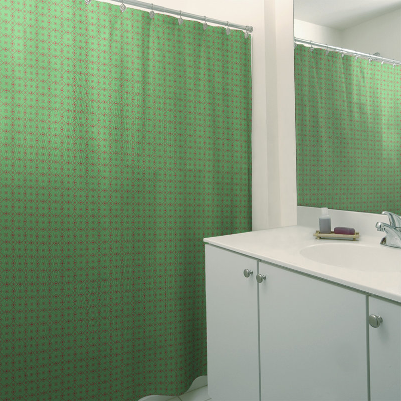 Rideau de douche simple Katelyn Elizabeth, Vert / Rouge