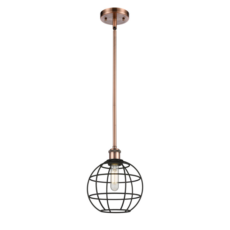 Luminaire suspendu à tige 1 lumière 16 po Ballston Lake Placid, H 10 po x l 8 po x P 8 po, Cuivre antique