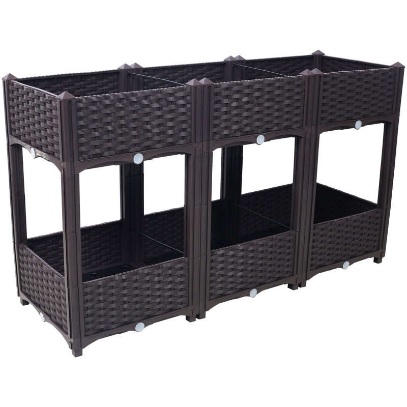 Planter Raised Beds - Elevated Planter Garden Box With Drainage Plug Raised Garden Beds For Vegetable/Flower/Herb Outdoor Standing Planter Beds Gardening Kit