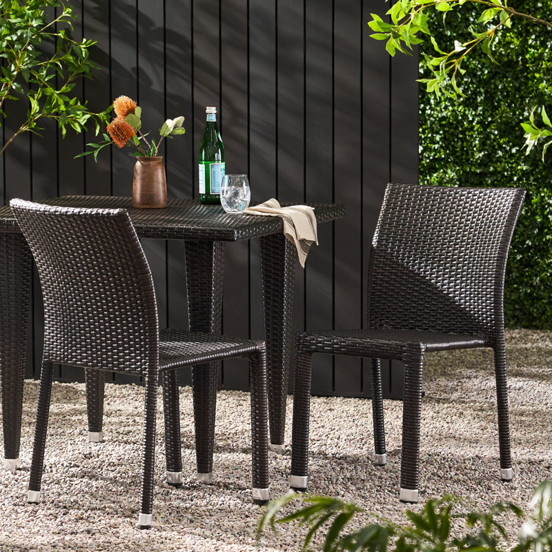 Chaises d'appoint de patio empilables Takhiya, Brun