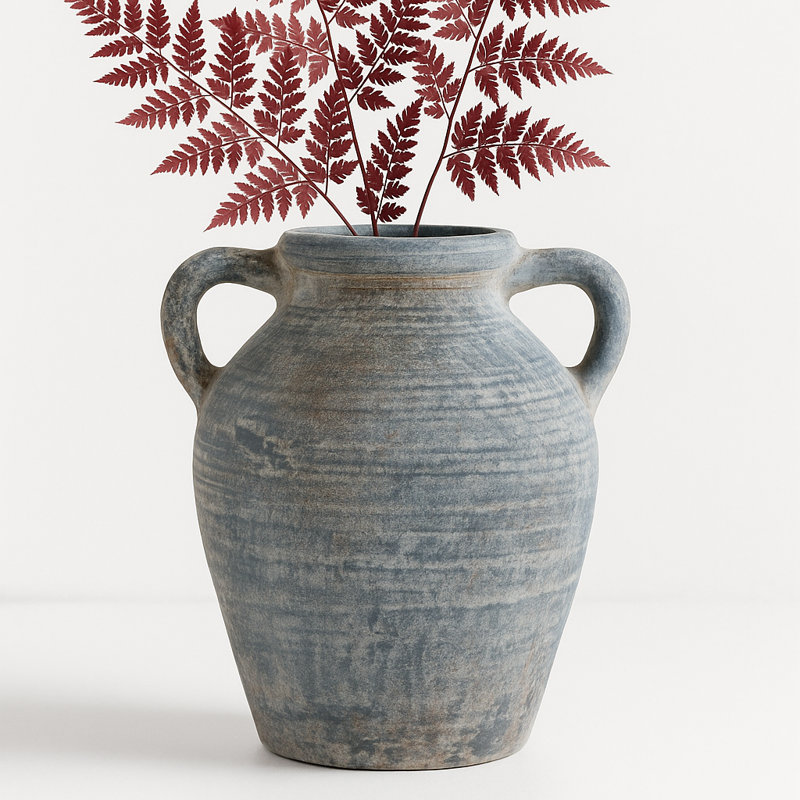 Vase de table Kenith, 9", Bleu / rayé