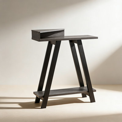 Modern dual-tone side table with two shelves - Black and Grey