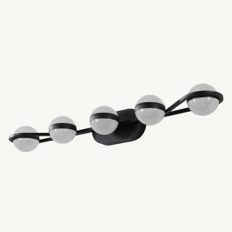 Modern Minimalist Bathroom Vanity Light, LED 5 Bulb Frosted Glass Shades, Wall Mounted Decorative Lighting Fixture, Suitable For Bathroom Vanity Mirror (Champagne)