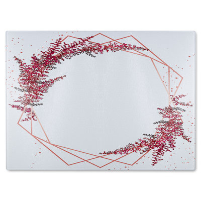 Flower And Geometric Shapes Glass Chopping Board