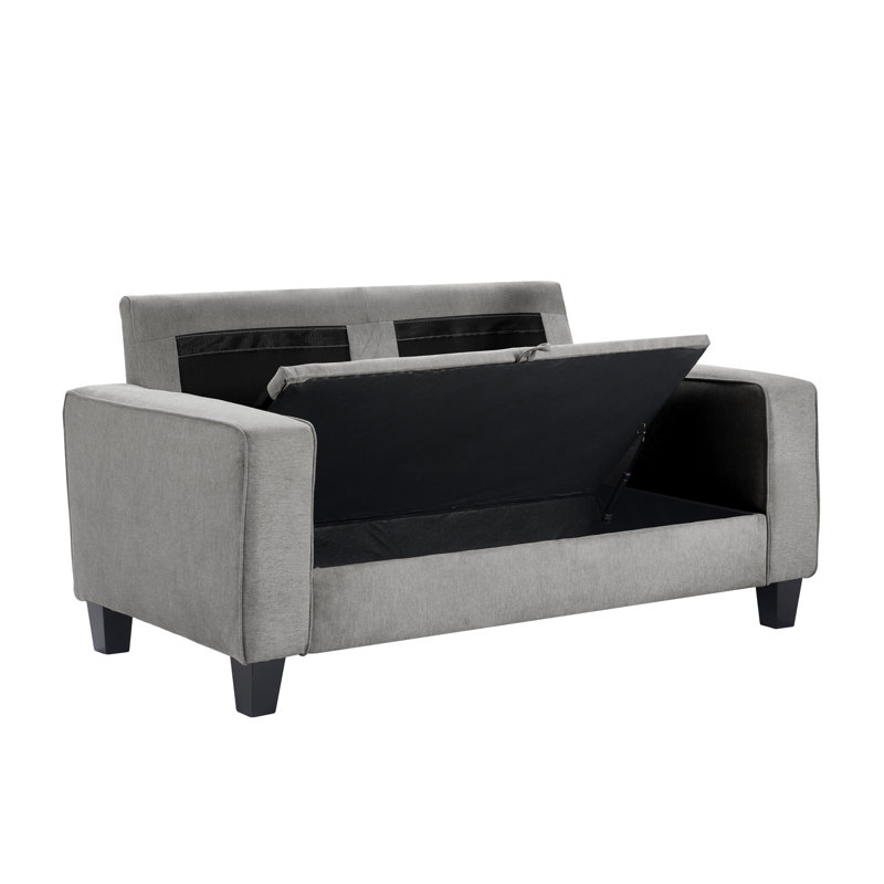 Causeuse en tissu à accoudoirs droits avec rangement Serta Palisades, Gris tourterelle