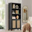 Bibliothèque en rotin d'inspiration bohémienne avec armoire de rangement et tablettes réglables-122534210-102716425