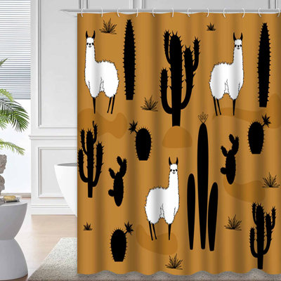 AlpacaCactus Abstract Animal Art Shower Curtain with 12 Hooks