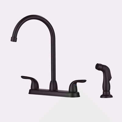 Kitchen Sink Faucet With 2 Handles And Pull-Out Side Sprayer, 4-Hole Installation