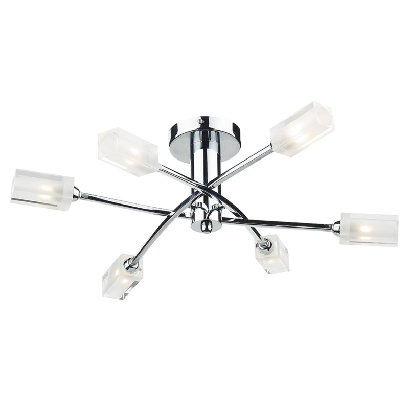 Nevaeh Glass Semi Flush Mount, Polished Chrome