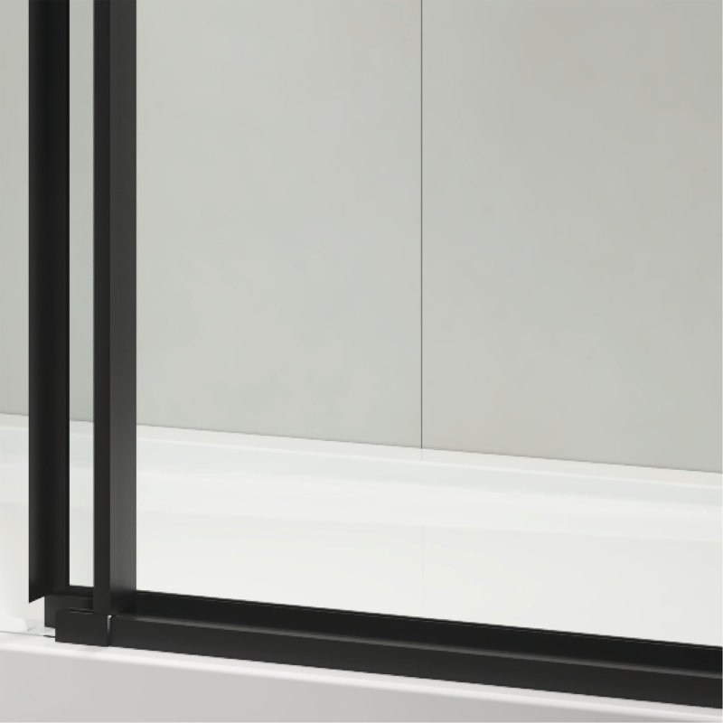 60" W X 76" H Sliding Frameless Shower Door In Matte Black With Clear Glass