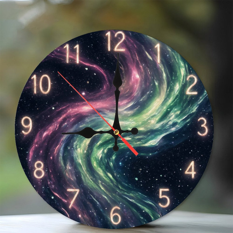 Horloge galaxie avec chiffres lumineux