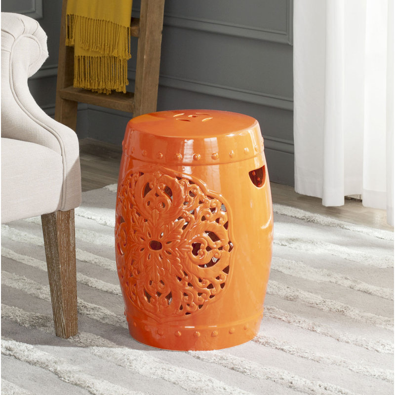 Tabouret de jardin en céramique Llaneli, Orange