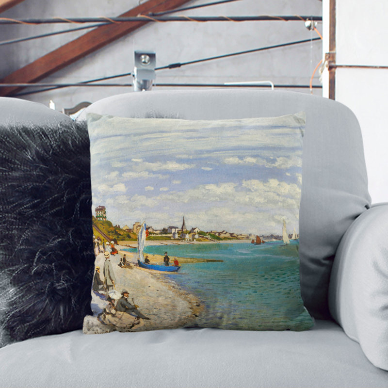Regatta At Sainte-Adresse Square Throw Cushion, Black, 40cm H x 40cm W x 15cm D