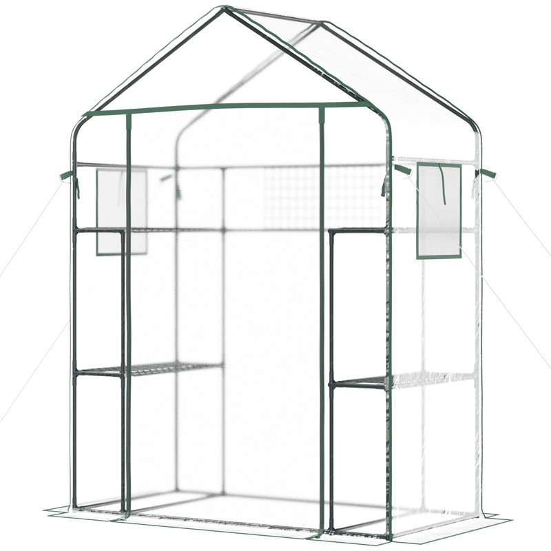 Mini Greenhouse - Grow Flowers, Succulents, 3 , Mesh Door & Windows, Control Heat, From Wind Walk-in Garden 6 Shelves, Plants Rain, Trellis, Windows