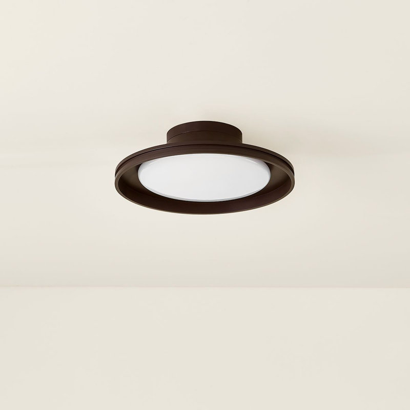 Bronze and Opal Glass 14.75" LED Flush Mount Light