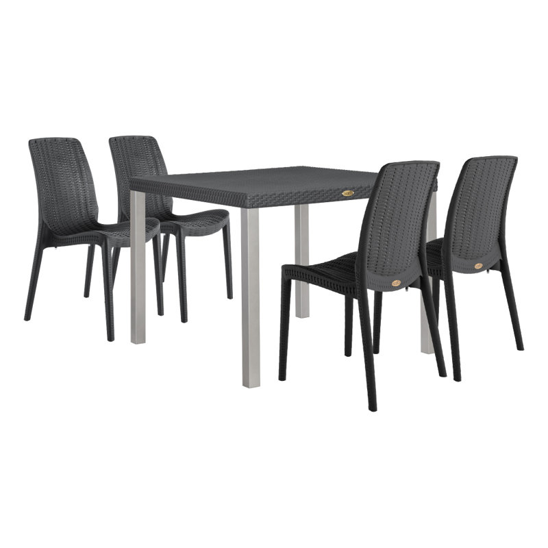 Angelene 4 - Person Patio Dining Set with Square Table, Black