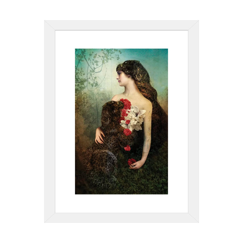 «The Prey» par Catrin Welz-Stein - impression d'art graphique, H 32 po x l 24 po x P 1 po, Papier encadré blanc, Blanc